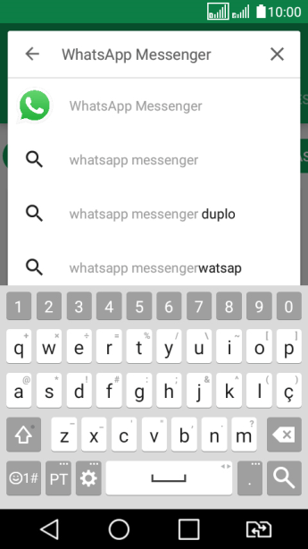 Digite WhatsApp Messenger, e pressione o ícone de busca. Digite WhatsApp Messenger, e pressione o ícone de busca.
