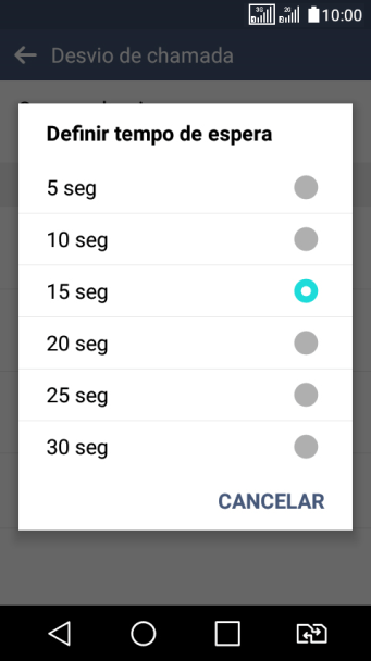 Se você encaminhar chamadas perdidas, você deve selecionar o intervalo do encaminhamento. Pressione o intervalo desejado. Se você encaminhar chamadas perdidas, você deve selecionar o intervalo do encaminhamento. Pressione o intervalo desejado.