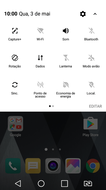 Pressione o ícone de configurações. Pressione o ícone de configurações.