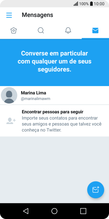 Pressione o ícone de nova mensagem. Pressione o ícone de nova mensagem.