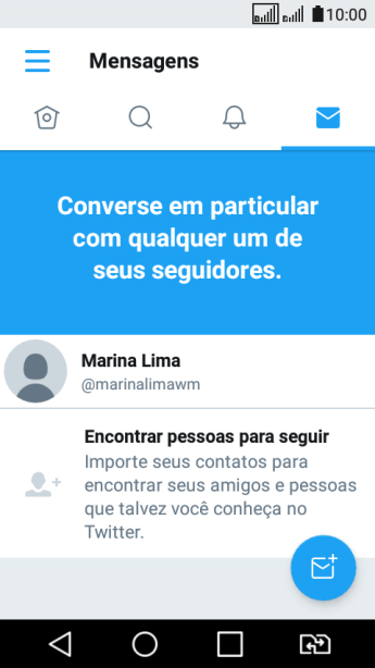 Pressione o ícone de nova mensagem. Pressione o ícone de nova mensagem.