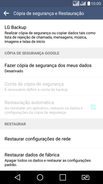 Pressione Restaurar dados de fábrica. Pressione Restaurar dados de fábrica.