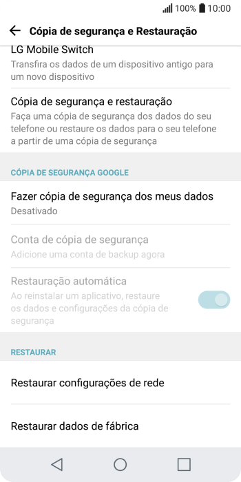 Pressione Restaurar dados de fábrica. Pressione Restaurar dados de fábrica.
