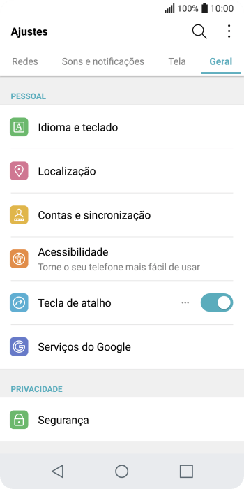 Pressione Contas e sincronização. Pressione Contas e sincronização.