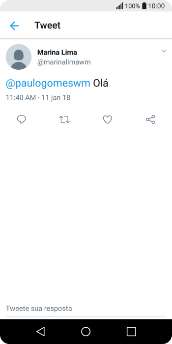 Pressione o ícone de responder. Pressione o ícone de responder.