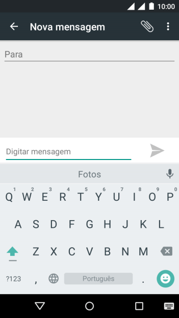 Abra uma nota, mensagem ou e-mail, para que o teclado fique visível na tela, e o celular pronto para a digitação. Abra uma nota, mensagem ou e-mail, para que o teclado fique visível na tela, e o celular pronto para a digitação.