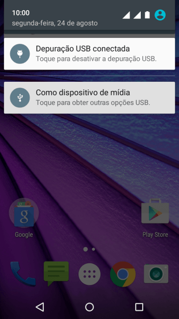 Pressione o ícone de USB. Pressione o ícone de USB.