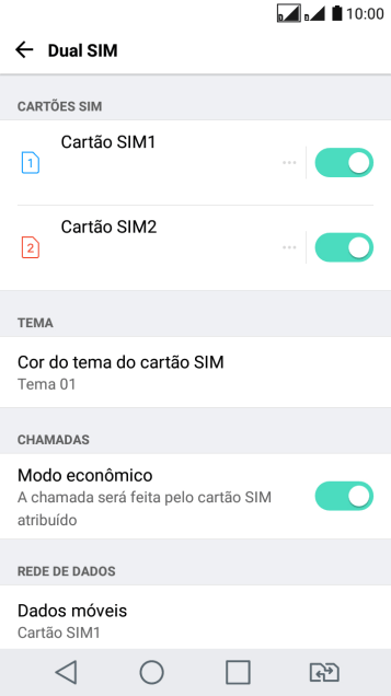 Pressione o indicador ao lado do chip desejado para ativar ou desativar o chip. Pressione o indicador ao lado do chip desejado para ativar ou desativar o chip.