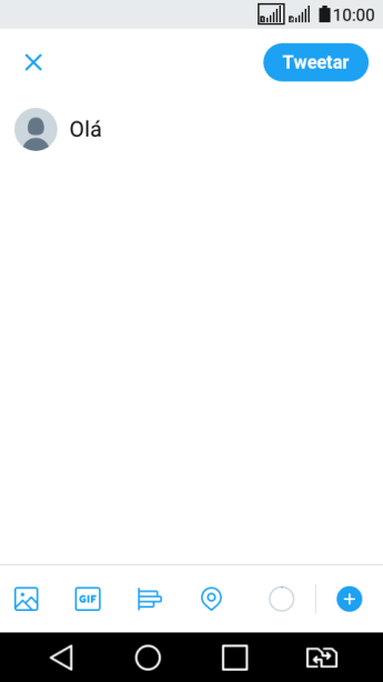 Digite o texto desejado, e pressione Tweetar. Digite o texto desejado, e pressione Tweetar.