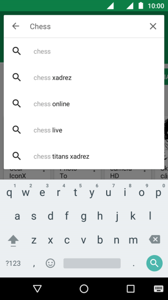 Insira o nome ou assunto do app desejado, e pressione o ícone de busca. Insira o nome ou assunto do app desejado, e pressione o ícone de busca.