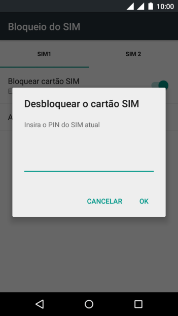 Digite um código PIN de quatro cifras e pressione OK. O código PIN padrão é 1010. Digite um código PIN de quatro cifras e pressione OK. O código PIN padrão é 1010.
