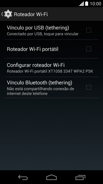 Pressione Vinculo por USB (tethering) para ativar a função. Agora está estabelecida a conexão de Internet do computador via celular. Pressione Vinculo por USB (tethering) para ativar a função. Agora está estabelecida a conexão de Internet do computador via celular.