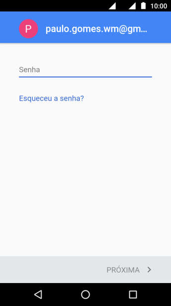 Pressione o campo de escrever, e digite a senha da sua conta Google. Pressione o campo de escrever, e digite a senha da sua conta Google.