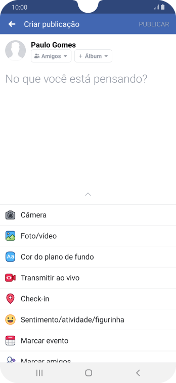 Pressione o campo de escrever, e digite a atualização desejada. Pressione o campo de escrever, e digite a atualização desejada.