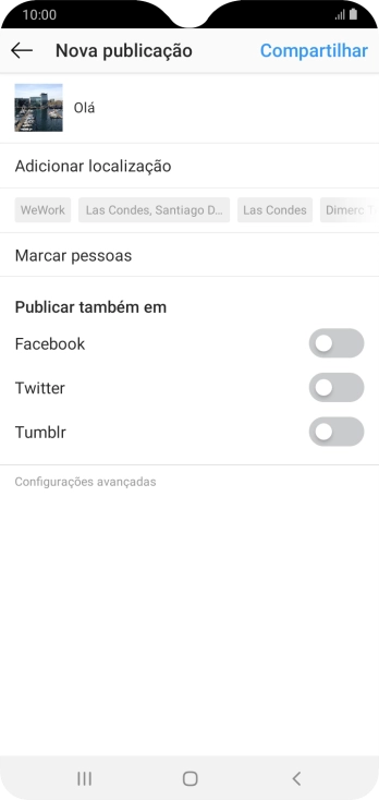Digite o texto, e pressione Compartilhar. Digite o texto, e pressione Compartilhar.