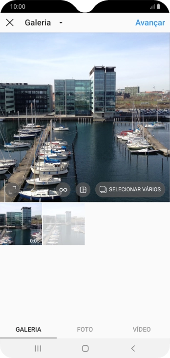 Pressione GALERIA, e navegue até a pasta desejada. Pressione GALERIA, e navegue até a pasta desejada.