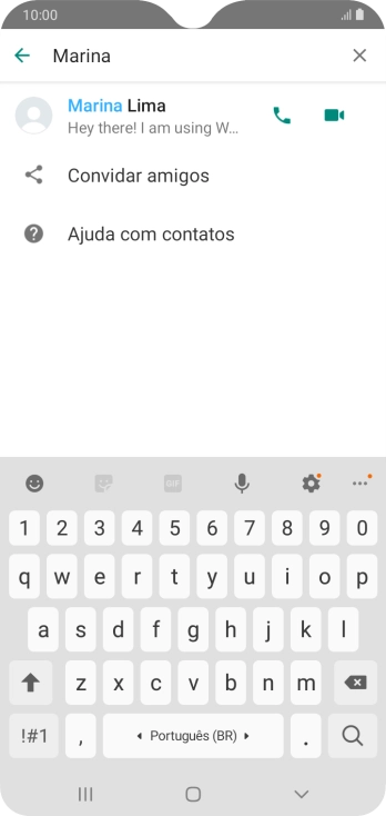Pressione o ícone de chamada de voz para realizar uma chamada de voz para o contato. Pressione o ícone de chamada de voz para realizar uma chamada de voz para o contato.