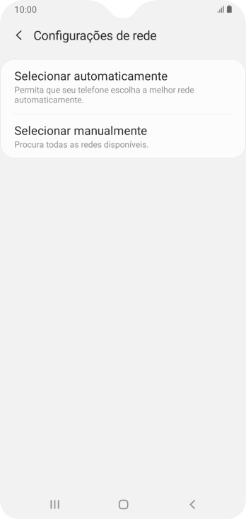 Se você quiser selecionar a rede manualmente, deve pressionar Selecionar manualmente e aguardar enquanto o celular busca redes. Se você quiser selecionar a rede manualmente, deve pressionar Selecionar manualmente e aguardar enquanto o celular busca redes.