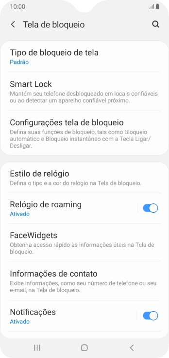 Pressione Tipo de bloqueio de tela, e digite o código de bloqueio atual. Pressione Tipo de bloqueio de tela, e digite o código de bloqueio atual.