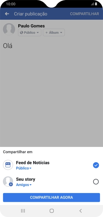 Pressione o campo ao lado das configurações desejadas. Pressione o campo ao lado das configurações desejadas.