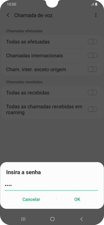 Digite sua senha de bloqueio, e pressione OK. Digite sua senha de bloqueio, e pressione OK.