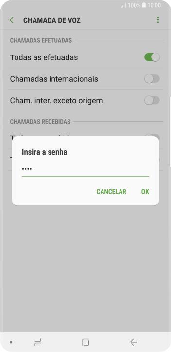 Digite sua senha de bloqueio, e pressione OK. Digite sua senha de bloqueio, e pressione OK.
