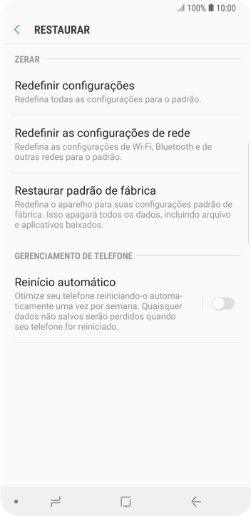 Pressione Restaurar padrão de fábrica. Pressione Restaurar padrão de fábrica.
