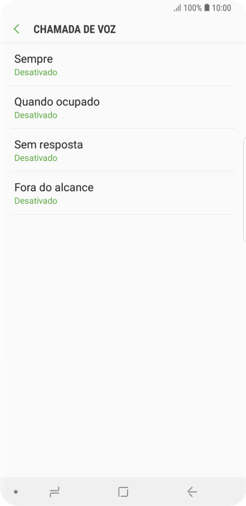 Pressione o tipo de encaminhamento desejado. Pressione o tipo de encaminhamento desejado.