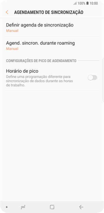 Pressione Definir agenda de sincronização. Pressione Definir agenda de sincronização.