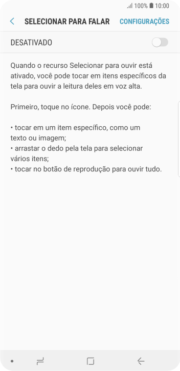 Pressione o indicador para ativar a função. Pressione o indicador para ativar a função.