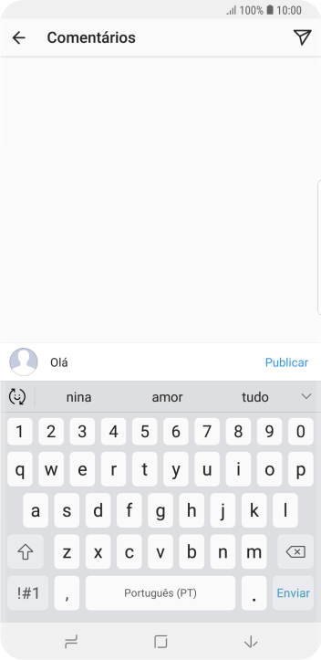 Digite o texto, e pressione Publicar. Digite o texto, e pressione Publicar.