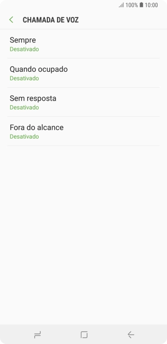 Pressione o tipo de encaminhamento desejado. Pressione o tipo de encaminhamento desejado.