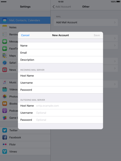 Press Host Name and key in the name of your email provider's outgoing server. Press Host Name and key in the name of your email provider's outgoing server.