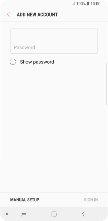 Press Password and key in the password for your email account. Press Password and key in the password for your email account.
