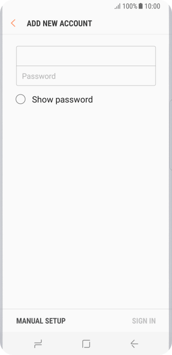 Press Password and key in the password for your email account. Press Password and key in the password for your email account.