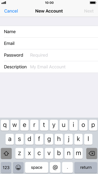 Press Password and key in the password for your email account. Press Password and key in the password for your email account.