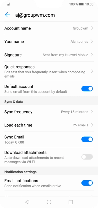 Press Account name and key in the required name. Press Account name and key in the required name.
