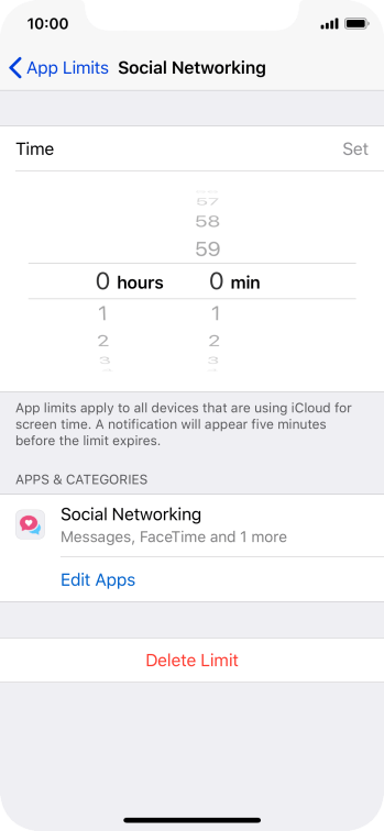 Set the required time limit for use of the selected category. Set the required time limit for use of the selected category.