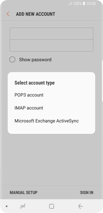 Press POP3 account. Press POP3 account.