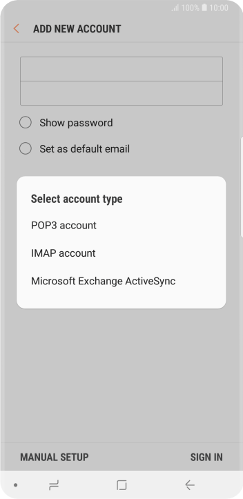 Press IMAP account. Press IMAP account.