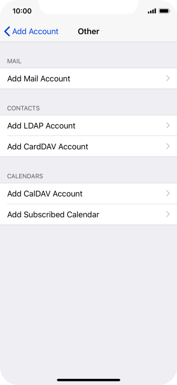 Press Add Mail Account. Press Add Mail Account.