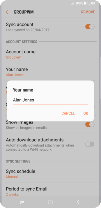 Key in the required sender name and press OK. Key in the required sender name and press OK.