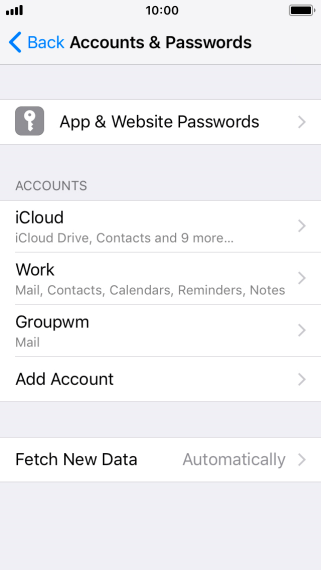 Press the name of the email account you've just set up. Press the name of the email account you've just set up.