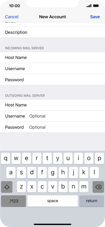 Press Username and key in the username for your email account. Press Username and key in the username for your email account.