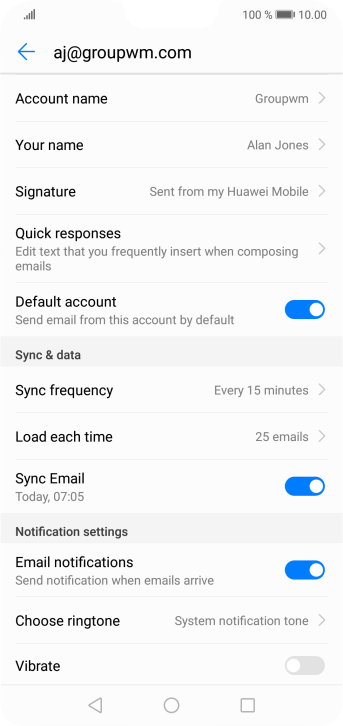 Press Account name and key in the required name. Press Account name and key in the required name.