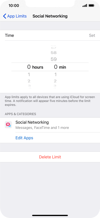 Set the required time limit for use of the selected category. Set the required time limit for use of the selected category.