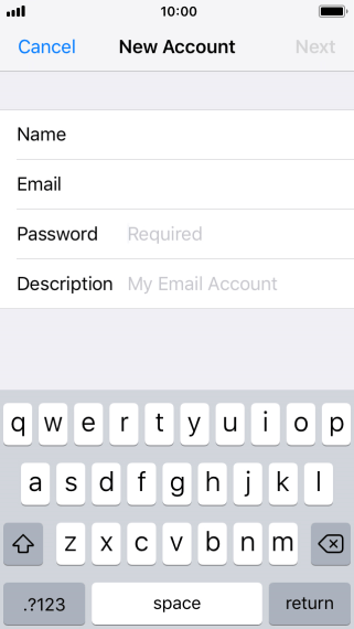 Press Password and key in the password for your email account. Press Password and key in the password for your email account.