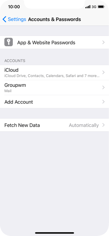 Press the name of the email account you've just set up. Press the name of the email account you've just set up.