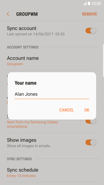 Key in the required sender name and press OK. Key in the required sender name and press OK.