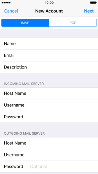 Press Password and key in the password for your email account. Press Password and key in the password for your email account.